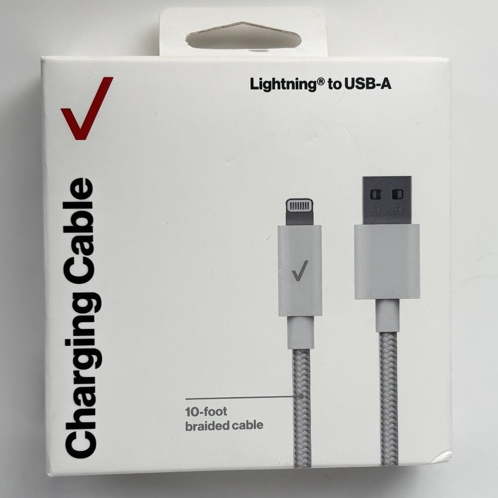 Lightning to USB-A Charging Sync Cable, 10-foot braided